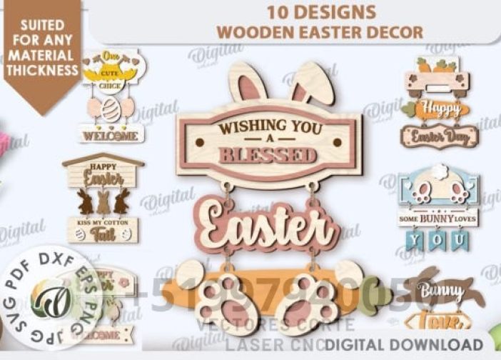 Paquete de adornos de madera para Pascua