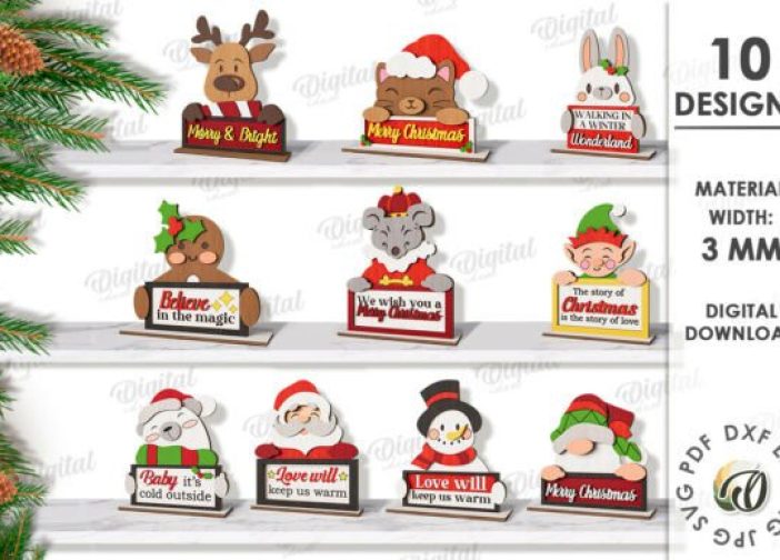 Paquete de adornos de personajes navideños 3D