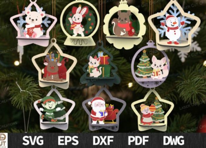 Paquete de adornos de personajes navideños