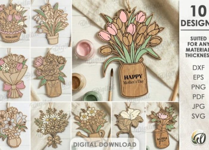 Paquete de adornos florales para pintar