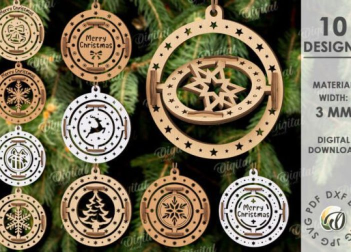 Paquete de adornos giratorios colgantes navideños 3D