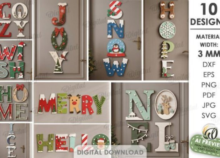 Paquete de adornos navideños con palabras