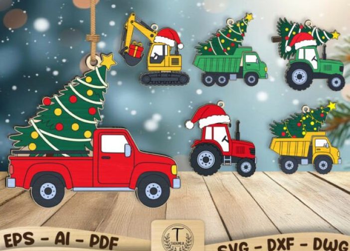 Paquete de adornos navideños de camiones