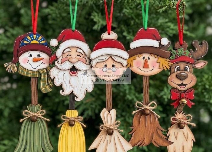 Paquete de adornos navideños de escobas