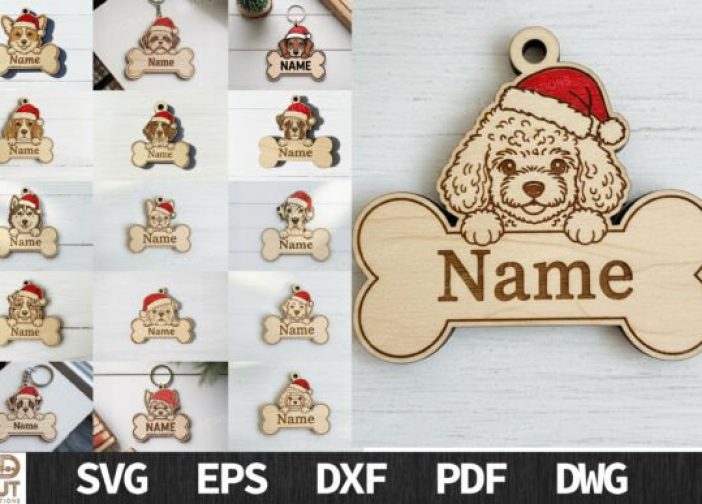 Paquete de adornos navideños de hueso de perro