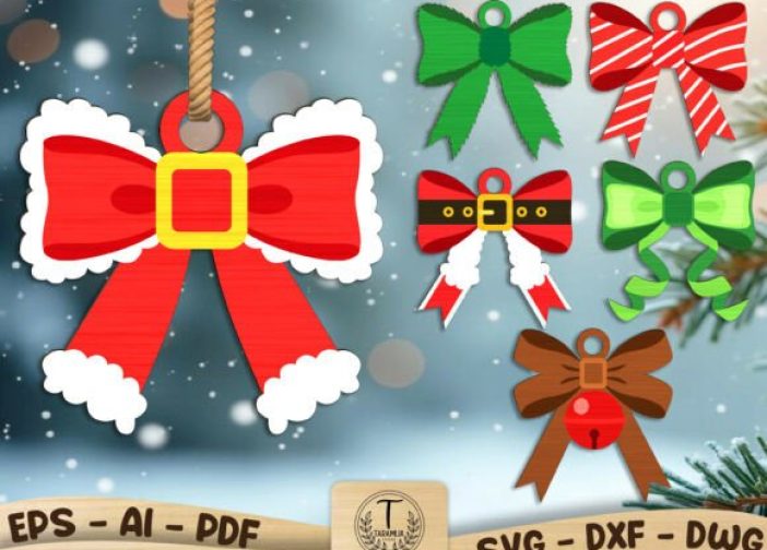 Paquete de adornos navideños de lazos moños