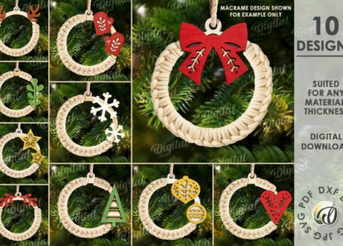 Paquete de adornos navideños de macramé 2