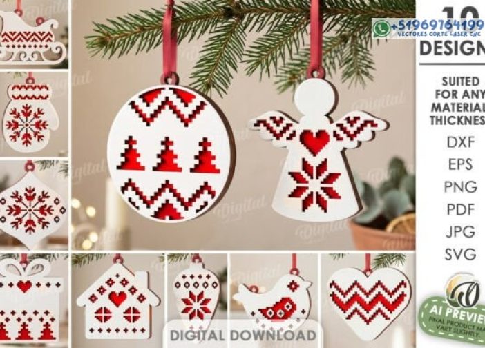 Paquete de adornos navideños folclóricos nórdicos