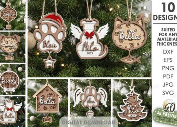 Paquete de adornos navideños para mascotas con forma de árbol de Navidad