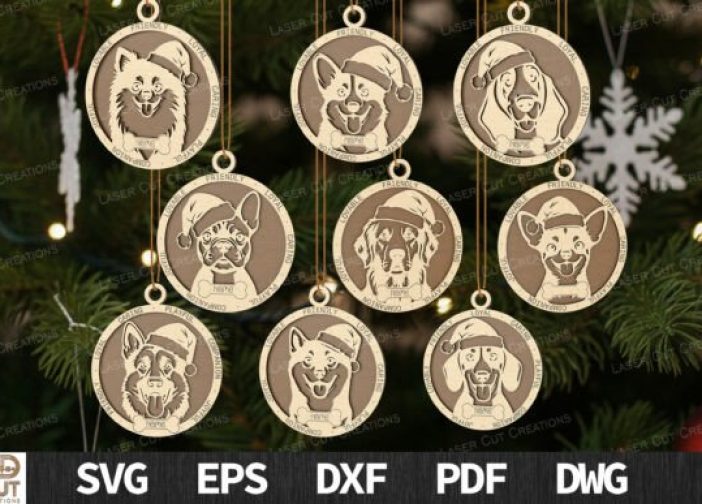 Paquete de adornos navideños para perros en 3D