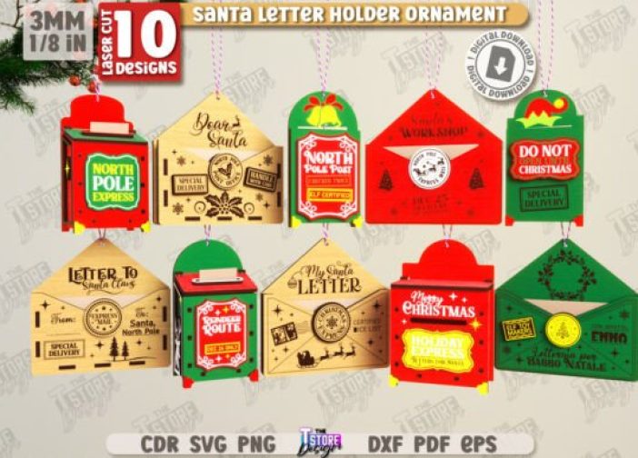 Paquete de adornos portacartas de Papá Noel