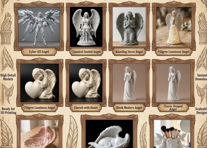 Paquete de ángeles esculturas guardianes decoración religiosa para mas diseños STL Whatsapp 51969764199