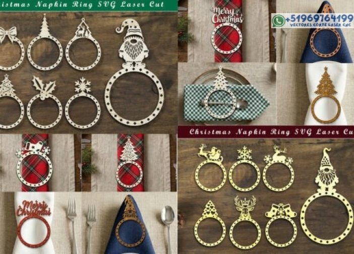 Paquete de anillos de servilleta navideños cortados con láser
