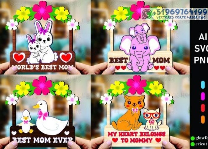 Paquete de animales para colgar Día de la Madre Para mas Vectores Whatsapp 51969764199