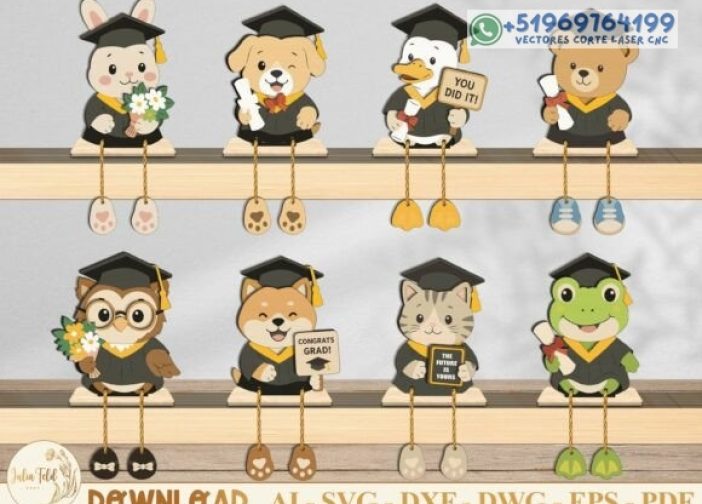 Paquete de animales sentados para graduación Para mas Vectores Whatsapp 51969764199