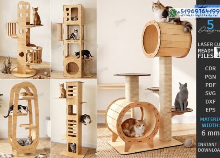 Paquete de árbol de torre de gato 3D CNC