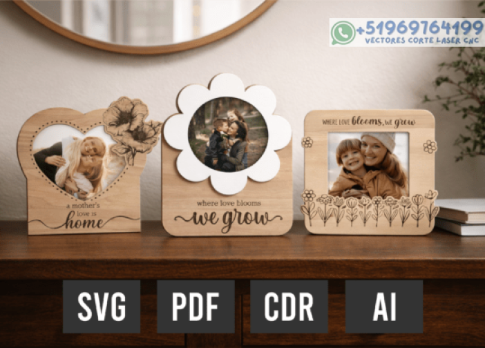 Paquete de archivos SVG para marcos de fotos del Día de la Madre Para mas Vectores Whatsapp 51969764199