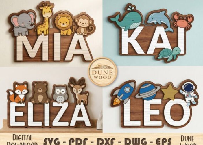 Paquete de archivos SVG personalizados con nombres para niños