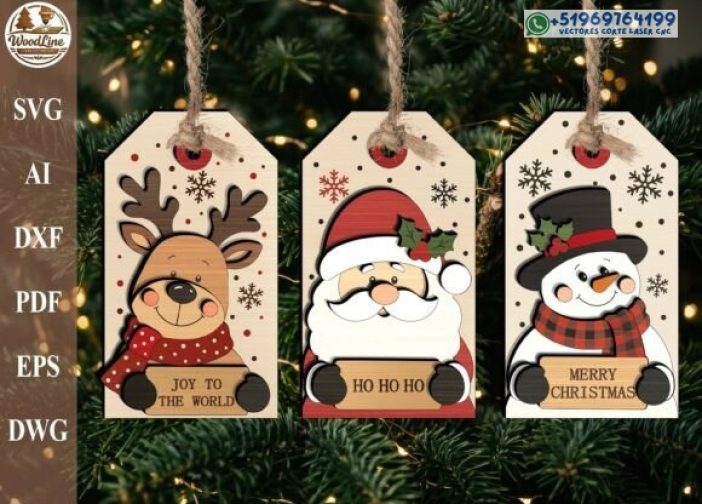 Paquete de archivos cortados con láser de adorno navideño