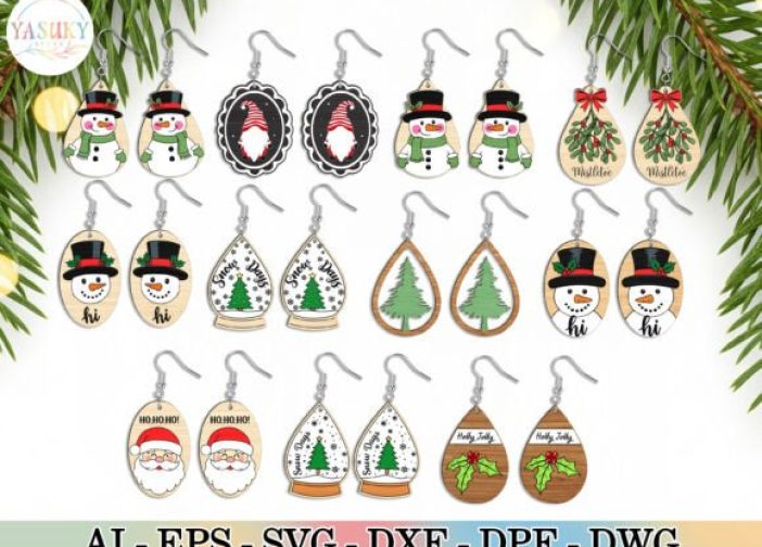 Paquete de archivos de pendientes aretes navideños