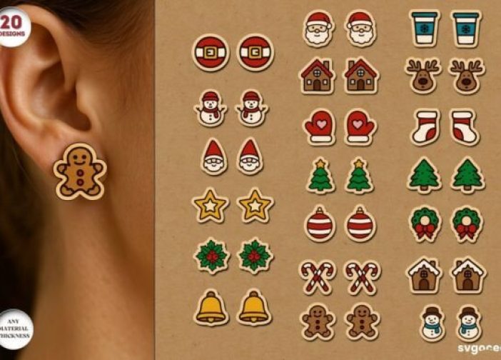 Paquete de aretes navideños
