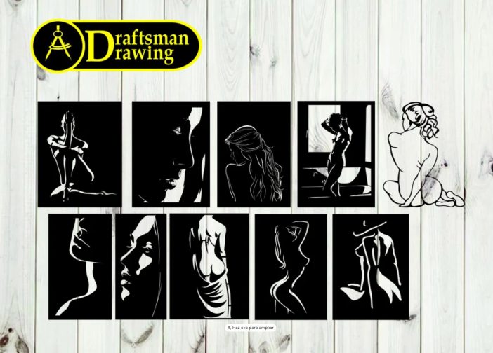Paquete de arte de pared con siluetea de mujer