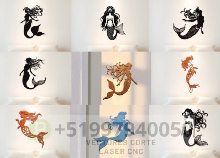 Paquete de arte mural SVG de sirena