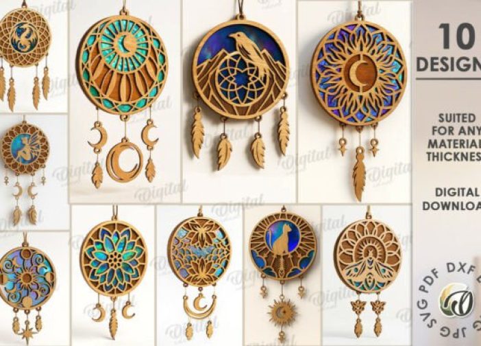 Paquete de atrapasueños con mandalas