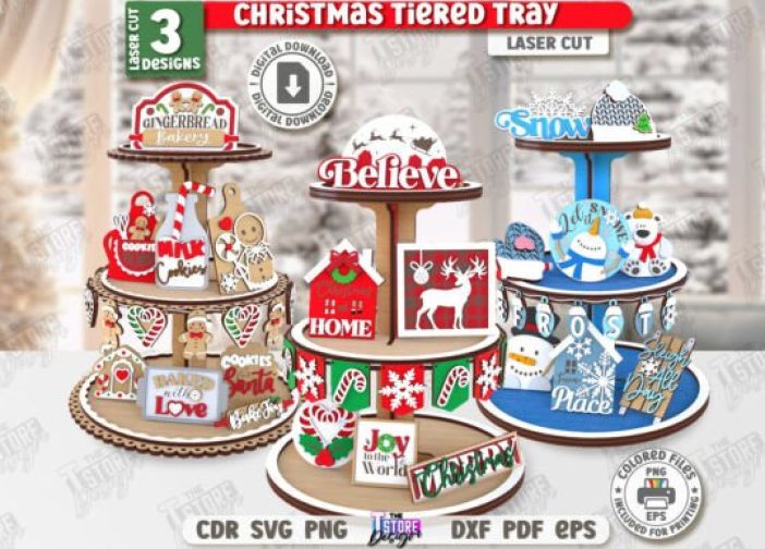 Paquete de bandejas navideñas escalonadas