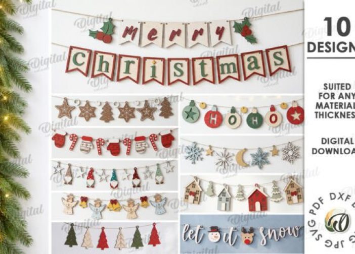 Paquete de banderines navideños