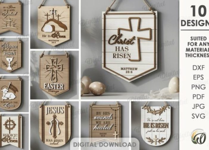 Paquete de banderolas cristianas cortadas con láser