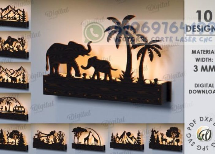 Paquete de caja de luz 3D fauna natural paisajes relajantes