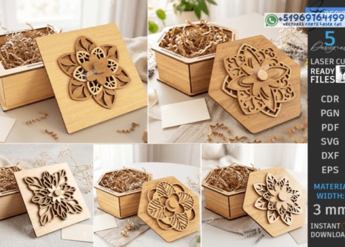 Paquete de caja de regalo cortada con láser Caja de almacenamiento