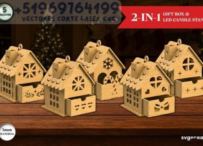 Paquete de caja de regalo de casas navideñas