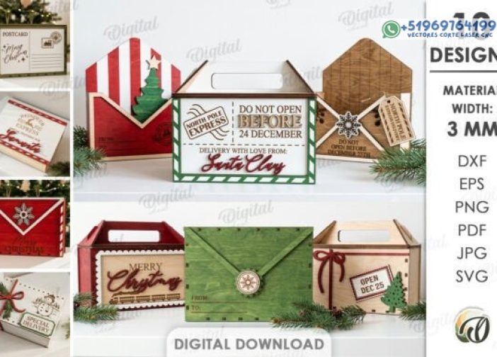 Paquete de cajas de Nochebuena cortadas con láser