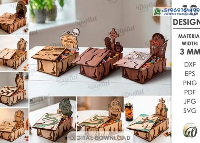 Paquete de cajas de dulces de lápida de Halloween