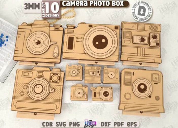Paquete de cajas de fotos con cámara 3D