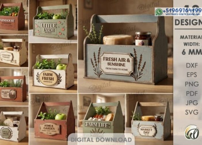 Paquete de cajas de granja cortadas con láser modelo 3D