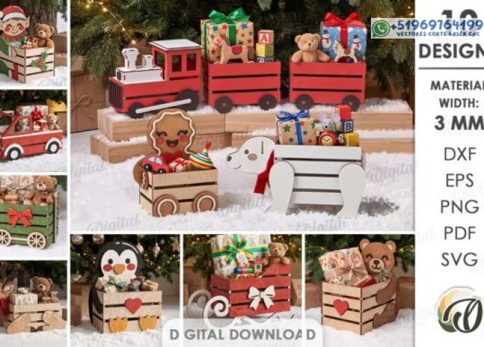 Paquete de cajas de juguetes navideños