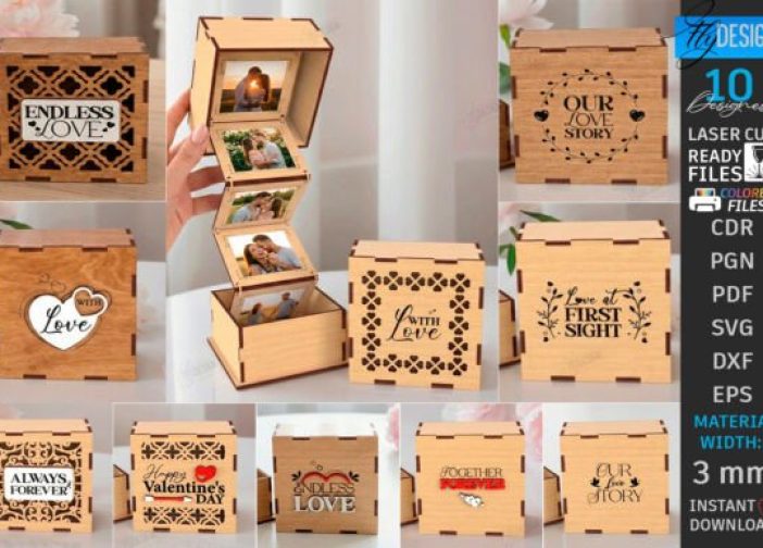 Paquete de cajas de recuerdos con fotos de amor