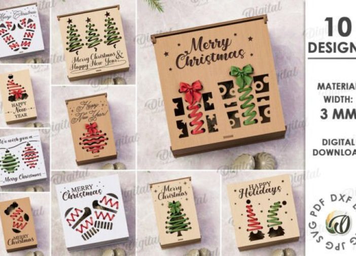 Paquete de cajas de regalo bordadas