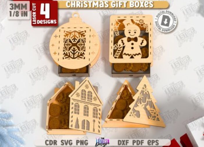 Paquete de cajas de regalo navideñas