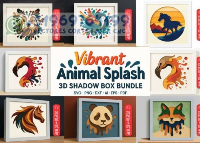 Paquete de cajas de sombras de animales 3D multicapa