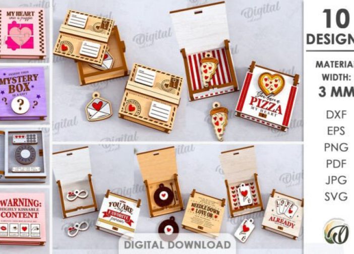 Paquete de cajas sorpresa con tapa de San Valentín