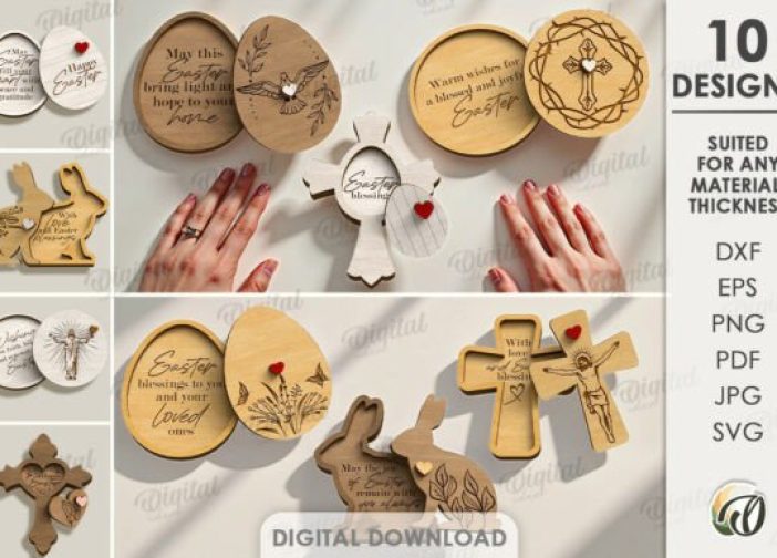 Paquete de cajitas con tapa de Pascua 3D