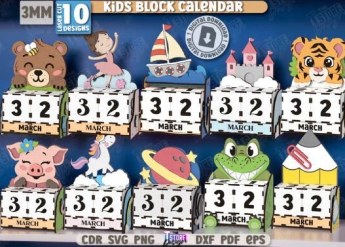 Paquete de calendarios de bloques para niños
