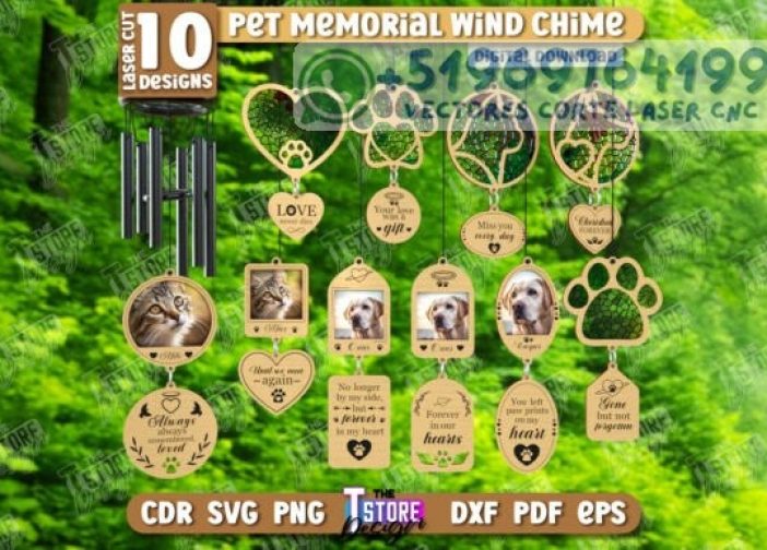 Paquete de carillón de viento conmemorativo para mascotas