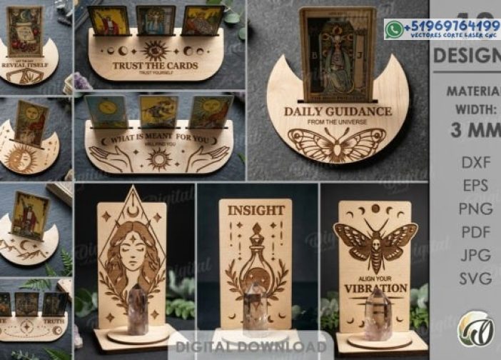 Paquete de cartas de tarot 3D y soportes de cristal