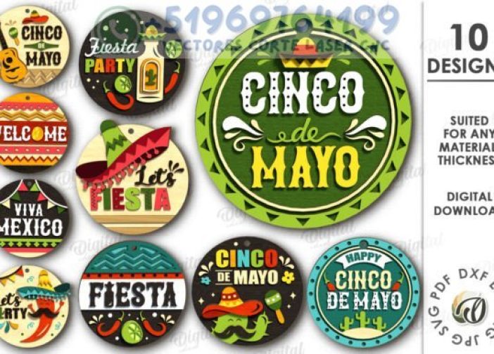 Paquete de carteles redondos del Cinco de Mayo Mexico