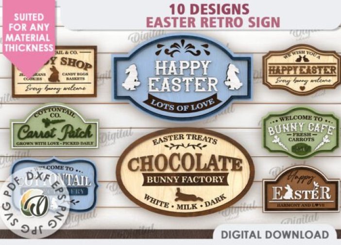 Paquete de carteles retro de Pascua